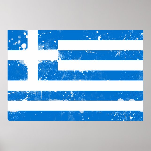 Affiche Drapeau de la Grèce (Devant)