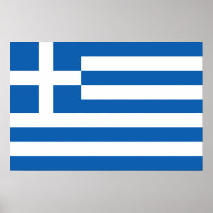 Affiche Drapeau de la Grèce "Ε Λ Λ Ά Α"