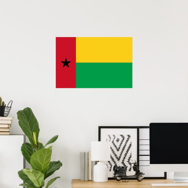 Affiche drapeau de la Guinée-Bissau (Bureau à domicile)