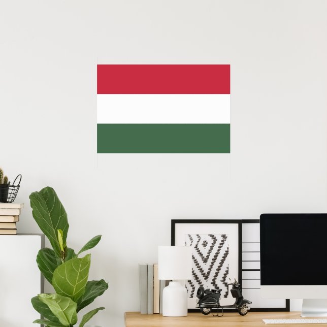 Affiche drapeau de la Hongrie (Bureau à domicile)