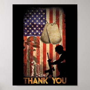 Affiche Drapeau de la Journée du Souvenir Bottes Militaire