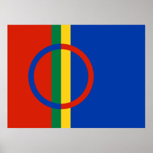 Affiche Drapeau de la Laponie (Noël) (Sami) (Laplander)
