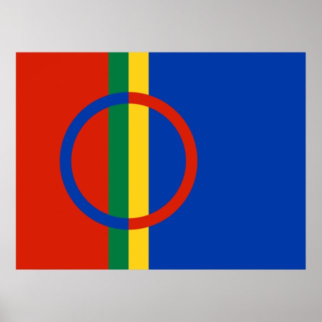 Affiche Drapeau de la Laponie (Noël) (Sami) (Laplander) (Devant)