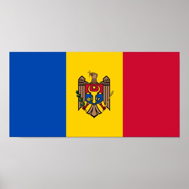 Affiche Drapeau de la Moldavie (Devant)