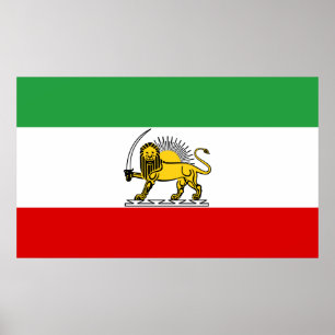 Affiche Drapeau de la monarchie constitutionnelle iranienn