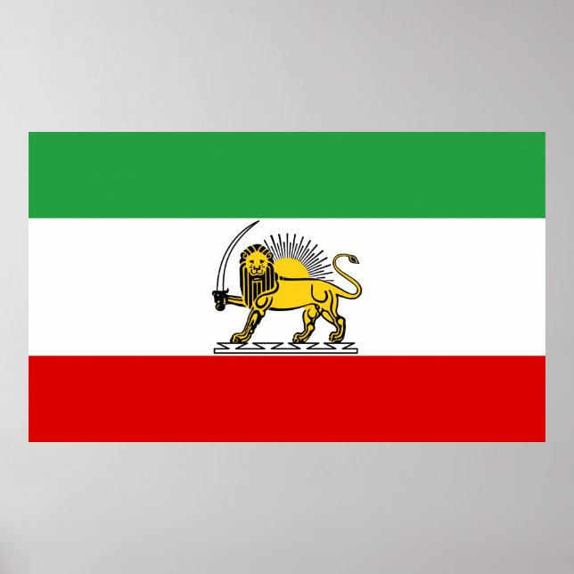 Affiche Drapeau de la monarchie constitutionnelle iranienn (Devant)