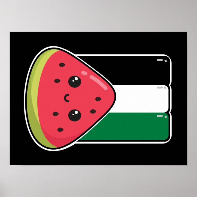 Affiche Drapeau de la Palestine mignonne avec Palestin san (Devant)