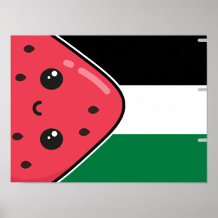 Affiche Drapeau de la Palestine mignonne avec Palestin san