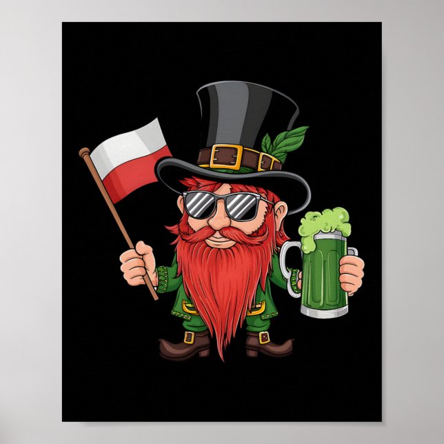 Affiche Drapeau de la Pologne drôle Saint-Patrick Pologne  (Devant)
