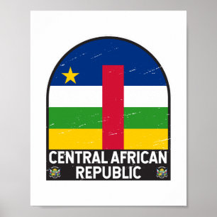Affiche Drapeau de la République Centrafricaine Emblème dé
