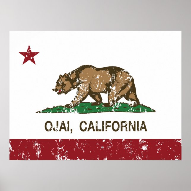 Affiche Drapeau de la République de Californie Ojai (Devant)