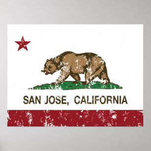 Affiche Drapeau de la république de Californie san jose
