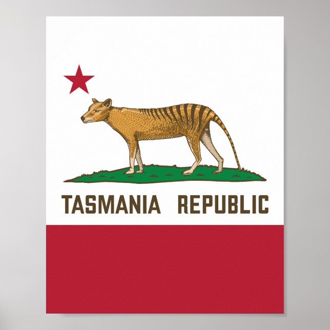 Affiche Drapeau de la République de Tasmanie Thylacine Tas (Devant)