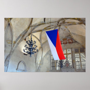 Affiche Drapeau de la République tchèque dans le château d