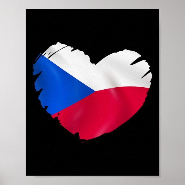 Affiche Drapeau de la République tchèque en forme de cœur  (Devant)