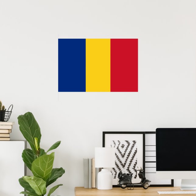 Affiche drapeau de la Roumanie (Bureau à domicile)