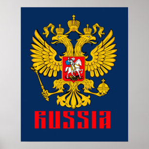 Affiche Drapeau de la Russie Aigle impérial orthodoxe russ