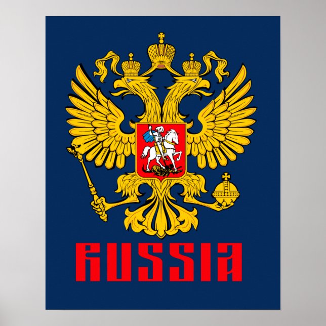 Affiche Drapeau de la Russie Aigle impérial orthodoxe russ (Devant)