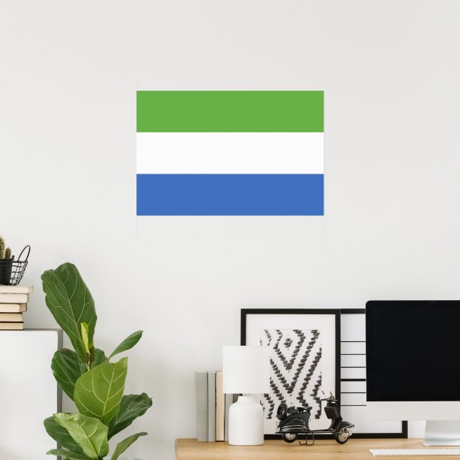 Affiche drapeau de la Sierra Leone (Bureau à domicile)