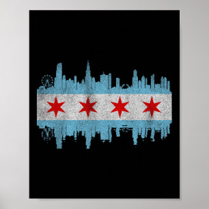 Affiche Drapeau de la skyline de la ville de Chicago - Chi