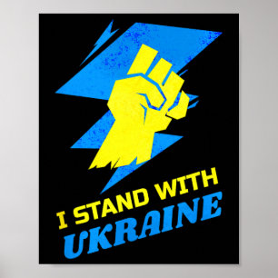 Affiche Drapeau de la solidarité avec l'Ukraine Anti-Pouti