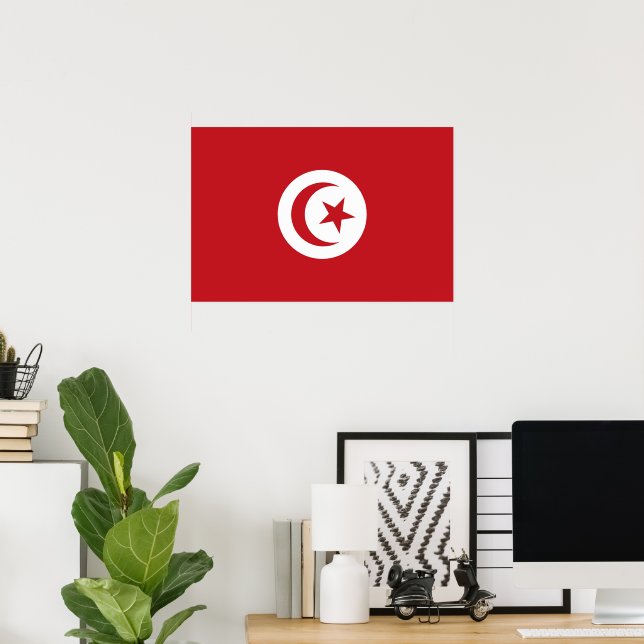 Affiche Drapeau de la Tunisie (Bureau à domicile)