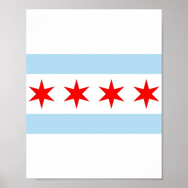 Affiche Drapeau de la ville de Chicago (Illinois) (Devant)