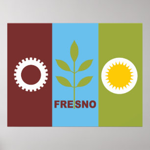 Affiche Drapeau de la ville de Fresno