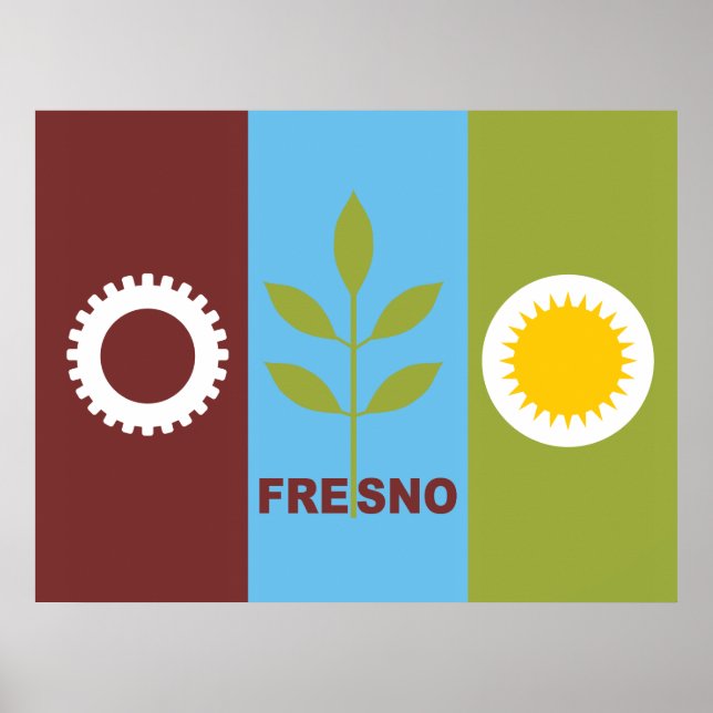 Affiche Drapeau de la ville de Fresno (Devant)
