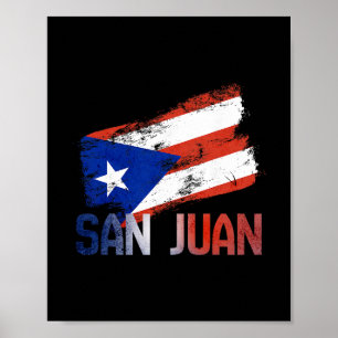 Affiche Drapeau de la ville de San Juan Porto Rico Vintage