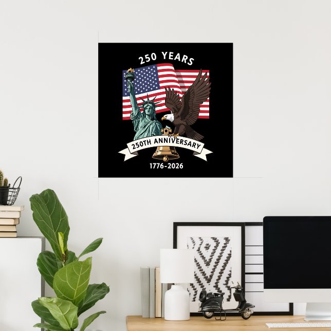 Affiche Drapeau de l'aigle de la statue de la liberté pour (Bureau à domicile)