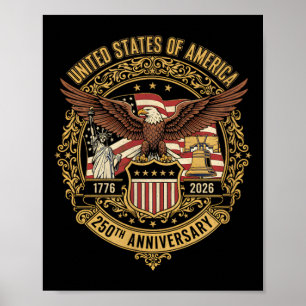 Affiche Drapeau de l'aigle du 250e anniversaire de l'Améri