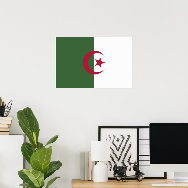 Affiche Drapeau de l'Algérie (Bureau à domicile)