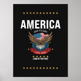 Affiche Drapeau de l'Amérique Eagle 250e anniversaire 1776