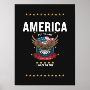 Affiche Drapeau de l'Amérique Eagle 250e anniversaire 1776