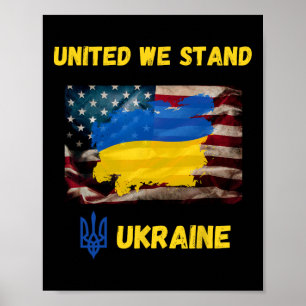 Affiche Drapeau de l'amitié américano-ukrainienne Unis nou