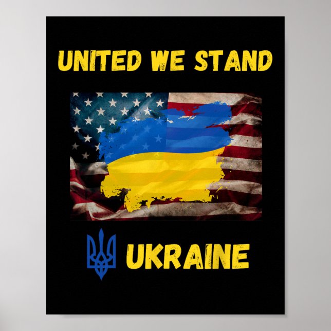 Affiche Drapeau de l'amitié américano-ukrainienne Unis nou (Devant)