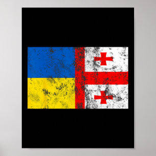 Affiche Drapeau de l'amitié vintage Ukraine Géorgie ukrain