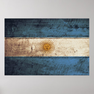 Affiche Drapeau de l'Argentine sur le vieux grain en bois