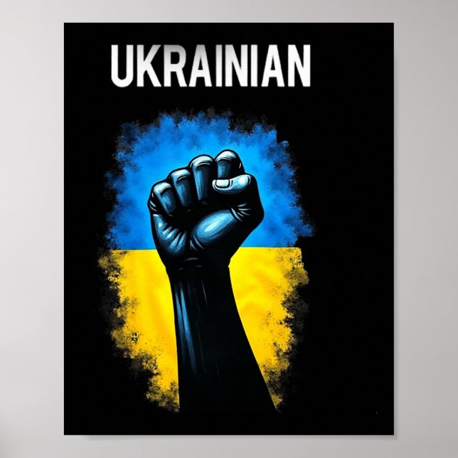 Affiche Drapeau de l'armée ukrainienne Symbole de trident  (Devant)