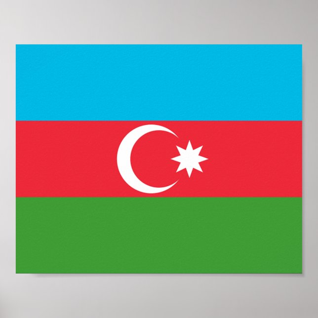 Affiche Drapeau de l'Azerbaïdjan (Devant)