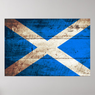 Affiche Drapeau de l'Ecosse sur le vieux grain en bois
