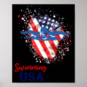 Affiche Drapeau de l'équipe de soutien de natation Nageur