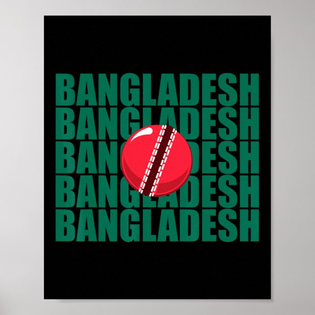 Affiche Drapeau de l'équipe nationale de cricket du Bangla (Devant)