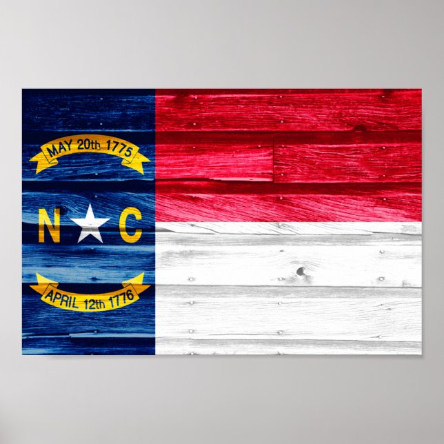 Affiche Drapeau de l'État de Caroline du Nord (Devant)