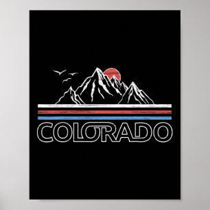 Affiche Drapeau de l'état de la montagne du Colorado Les m