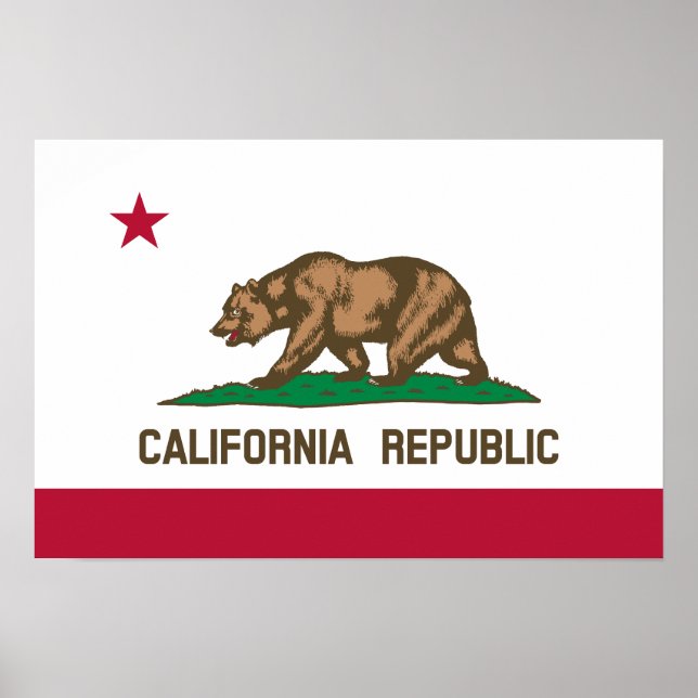 Affiche Drapeau de l'État de la République de Californie (Devant)