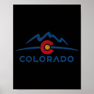 Affiche Drapeau de l'État du Colorado montagnes rocheuses