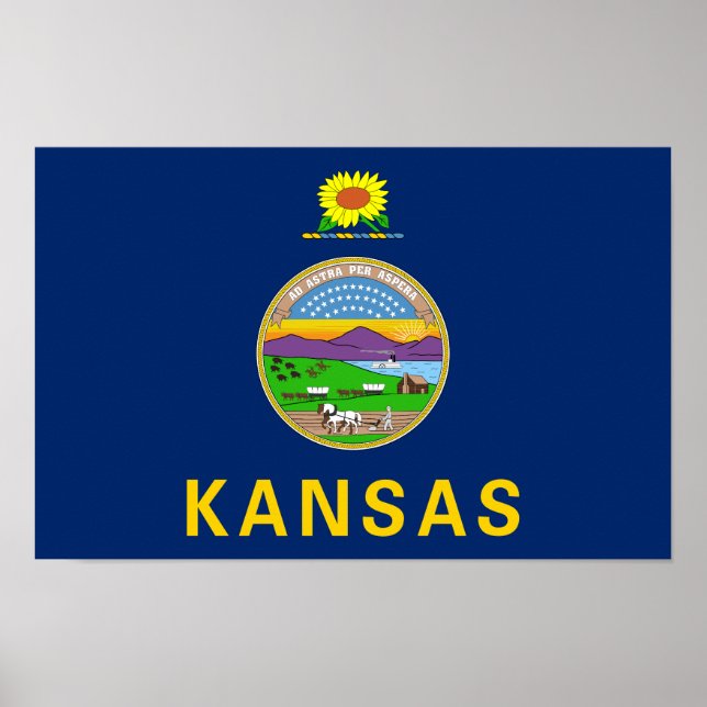 Affiche Drapeau de l'État du Kansas (Devant)