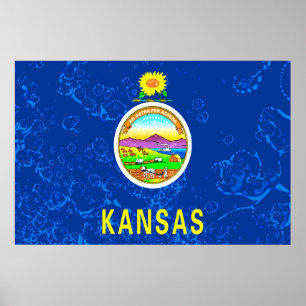 Affiche Drapeau de l'État du Kansas Grunge